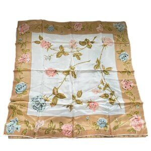 Vintage Rose Print Square Scarf Lightweight Boho Hippie Neck Wrap Bandana